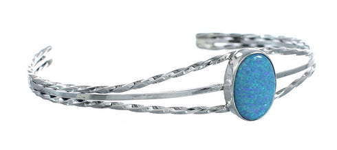 Blue Opal Sterling Silver Native American Cuff Bracelet JX128762